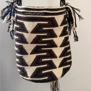 Handcrafted Brown and Cream Woven Bag